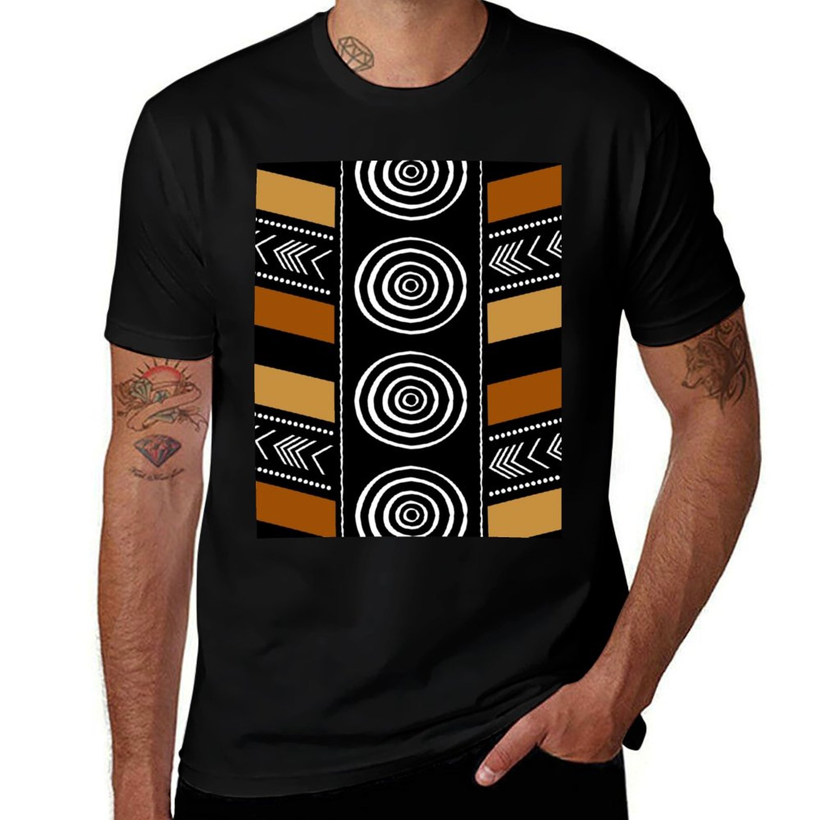 Mudcloth Print Top - Afrikaanse modderdoek kunst T-shirt, sneldrogend reis-T-shirt