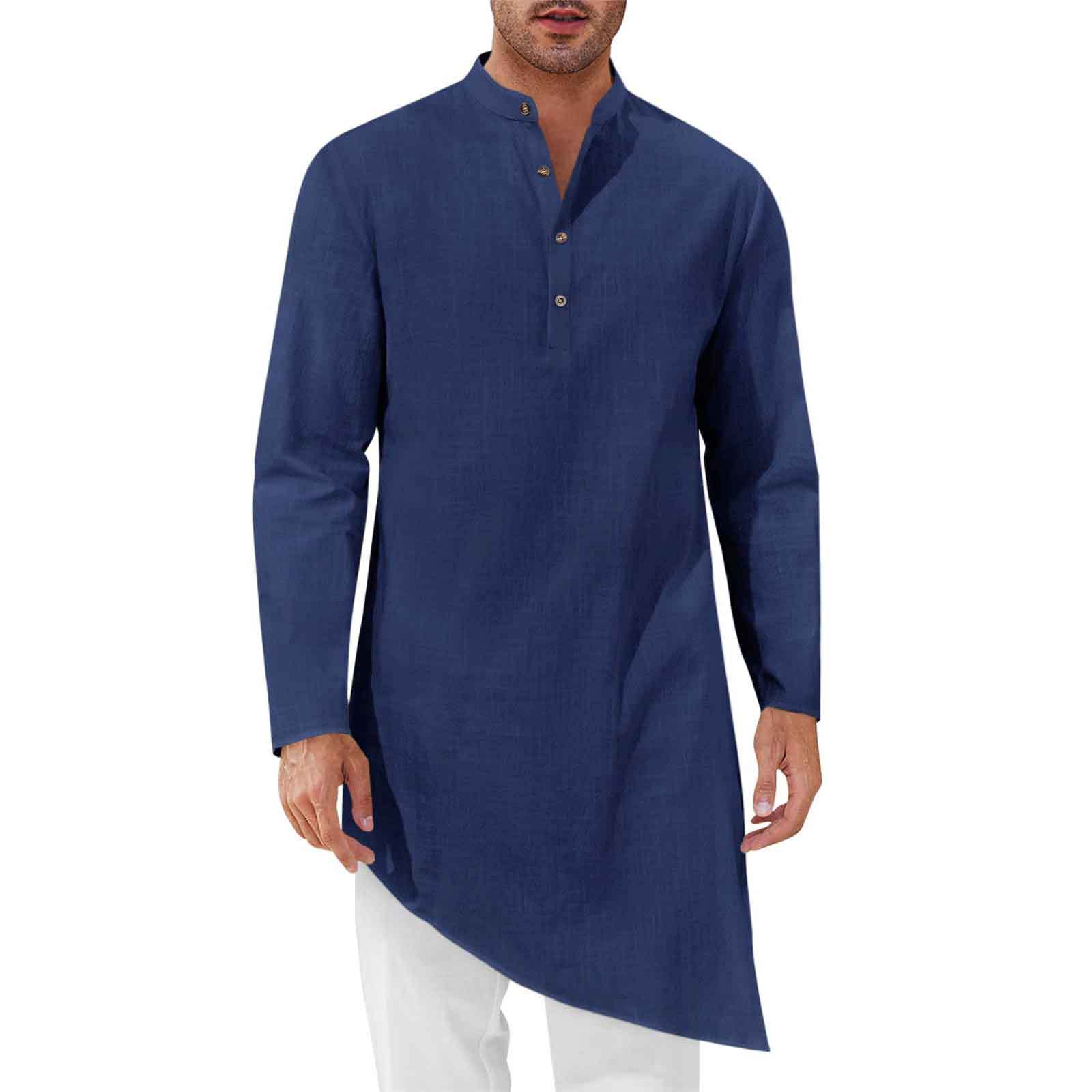 Kurta Men Cotton - Minimalistische lange overhemden, herenoverhemd, losse Indiase