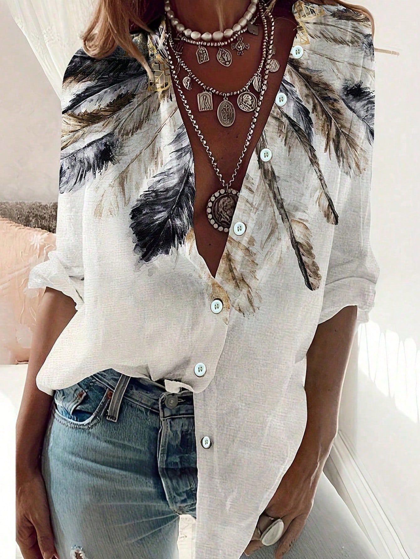 Ethnic Fashion Clothing - Slim-fit damesshirt met lange mouwen en