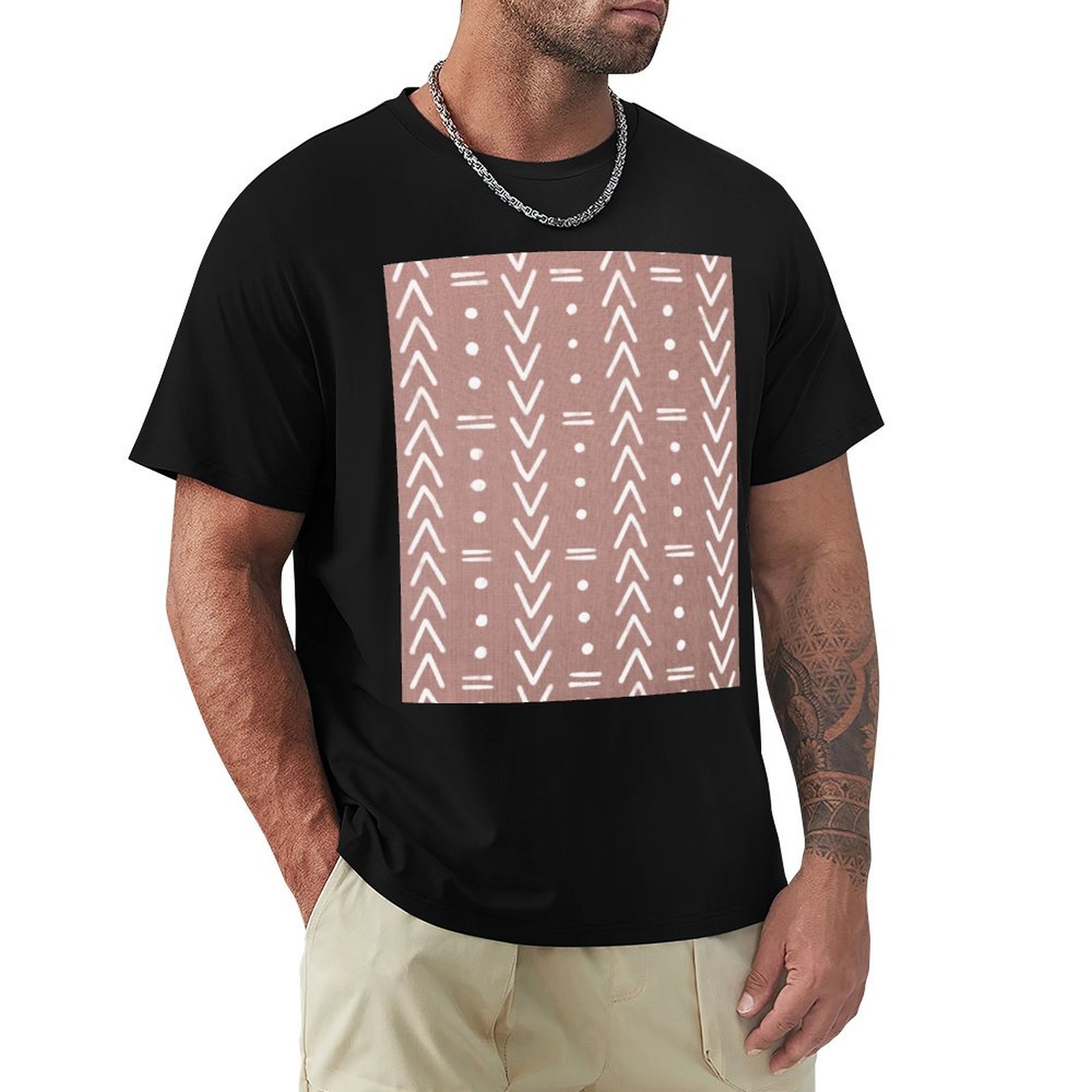 Mudcloth Print Top - Mudcloth Wit T-shirt met geometrische vormen