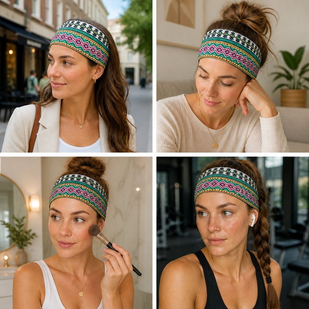 Ethnic Fashion Show - Mode Etnische Print Yoga Hoofdband Zweetabsorberende