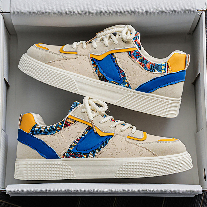 Ethnic Modern Fashion - Vintage patchwork platform sneakers voor heren