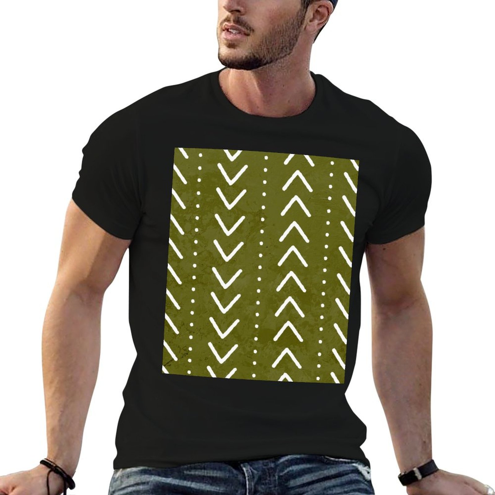 Olijfgroen T-shirt met modderd - Mudcloth Print Top recensie en prijs