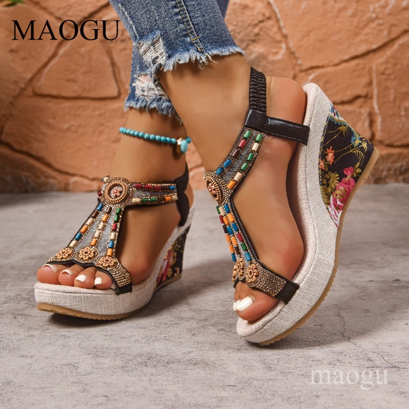 Boho sandalen met kralen en bl - Ethnic Modern Fashion recensie en prijs
